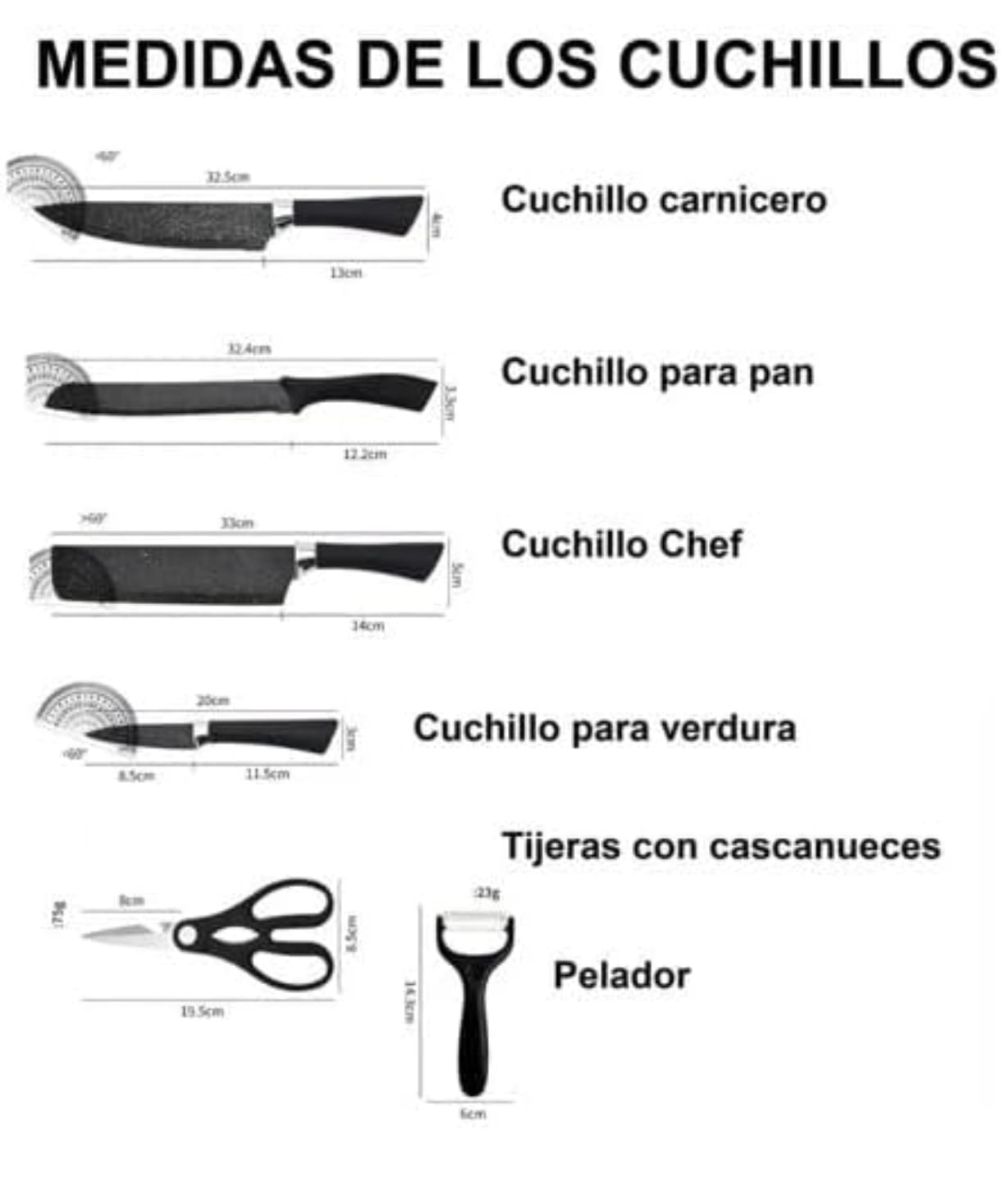 Juego de Cuchillos Premium con Pelador – Precisión para Tu Cocina